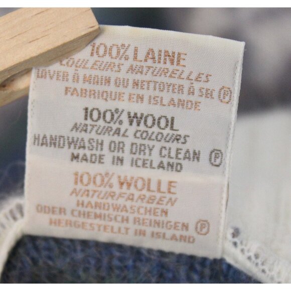 VTG 80s Hilda Ltd Wool Sweater sz M Iceland Thick Warm Winter Snowflake Blue - Picture 9 of 9